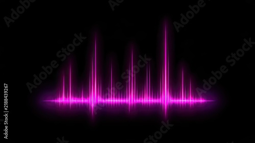 Abstract magenta sound wave pulses against a stark black background