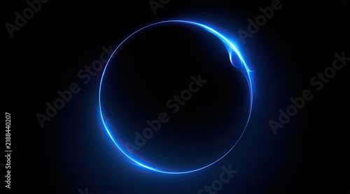 A glowing blue ring emanates from a dark, circular void