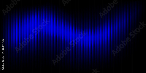 Deep blue lines glow softly against pitch-black background. Smokey waves ripple vertically, suggesting motion or sound. Abstract, elegant design suits modern or tech themed visuals