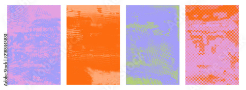 Retro punk halftone texture vector poster backgrounds set colorful grunge overlay urban collage aesthetic design