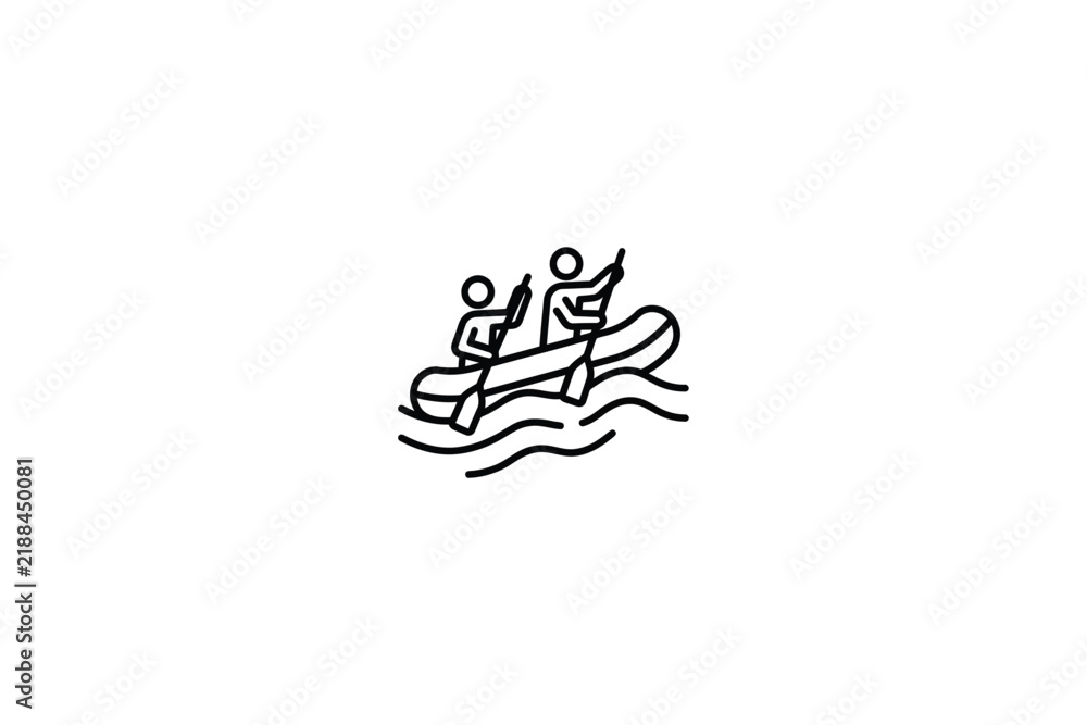 Fototapeta premium Two people rafting in line icon.