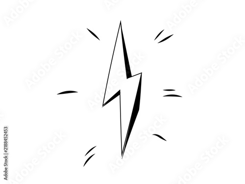 Quadro su tela Lightning bolt with motion marks in bold black and white hand drawn doodle style