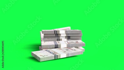 Saudi Riyal Money Rain | 4K 3D Animation | Green Screen VFX