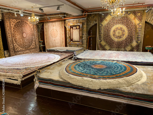 Carpet market Bazaar Handcraft Vintage Luxury .Oriental Art Silk Wool