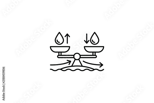 Water balance icon with droplet and scales.