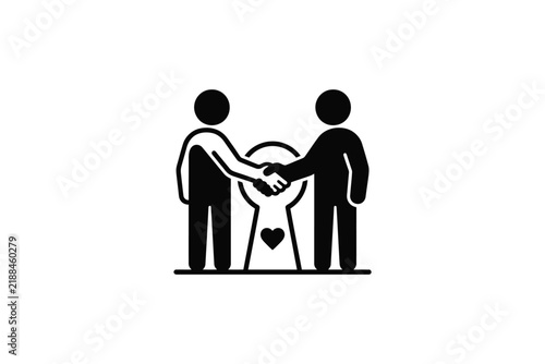 Wedding agreement icon with bride and groom.