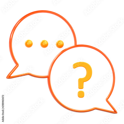 Speech bubbles with question mark and message dots for communication and support concept