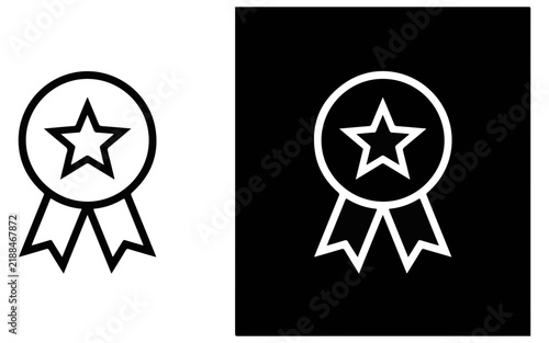 Minimalist badge icons with a star symbol shown in both black outline and white silhouette styles