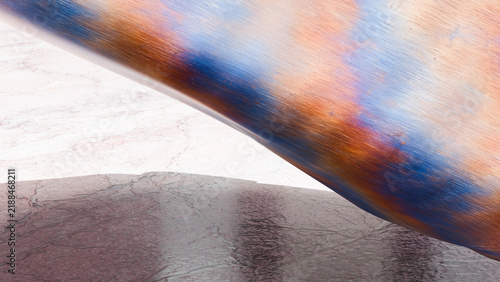 Rusty colorful oxidized metal surface close-up with blue and orange