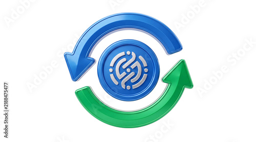 Obraz na plátně Blue and green arrows in circular motion png solated on transparent background