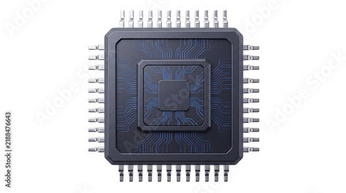 Fotografie Close-up of a computer microchip with png solated on transparent background