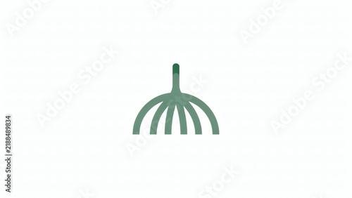 Minimalist green head massager icon isolated on white background with minimalist graphic manual massager tool centered