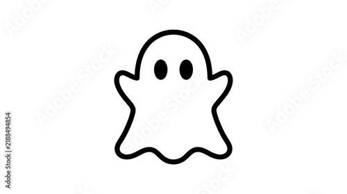 Obraz na plátně Cute ghost icon, simple flat vector illustration of a friendly spooky character