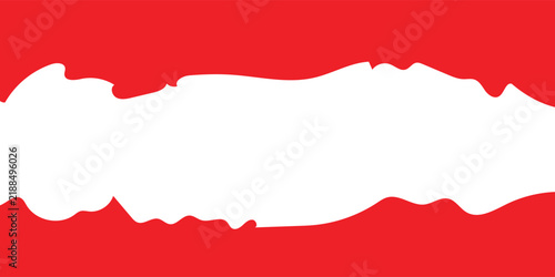 Red and white flag background frame, Indonesian independence day wave border banner, torn paper edge vector illustration
