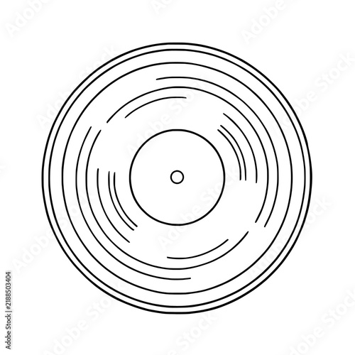 Black LP Vinyl Record icon coloring book isolated white background