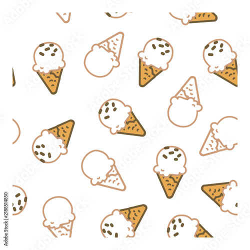 Vanilla Scoops and Chocolate Sprinkles Frozen Dessert Pattern. Perfect for summer-themed textiles, wrapping paper, wallpaper, packaging, stationery, cafe branding, dessert menu, etc