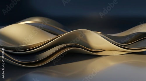Abstract Golden Metallic Waves with Elegant Flowing Curves on Dark Luxury Background