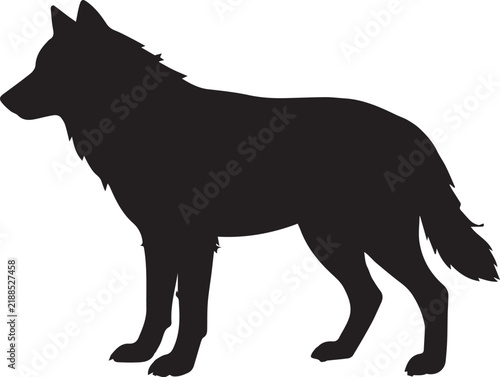 Wolf Silhouette Illustration, Black Animal Outline, Wildlife Design. Vector Graphic, Nature Concept, Predator Symbol.
