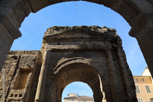 Orange town in Provence, France. UNESCO site - old Roman ruin.