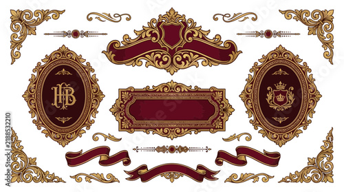 Ornate Victorian Frames & Banners - Decorative Elements Isolated