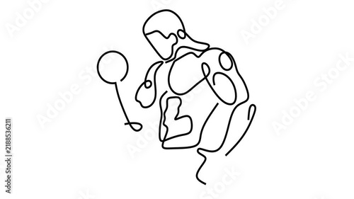 Animated self drawing of continuous line draw of  Muscle Man Silhouette in Continuous Line . Full length one line animation. 4K