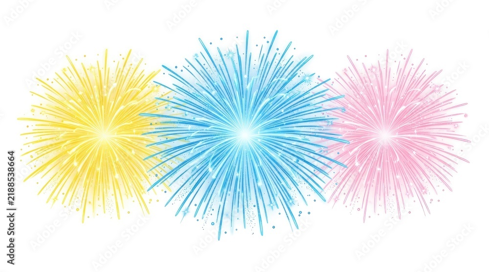Fototapeta premium Colorful abstract bursts of light resembling floral or star shapes