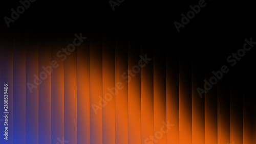 Abstract ribbed glass texture background with glowing orange and blue gradient light
