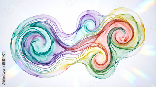 Abstract colorful swirls and waves design with vibrant gradient transitions and bright light rays