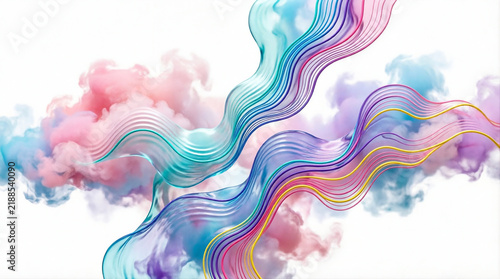 Abstract colorful fluid design with dynamic wave patterns in gradient background