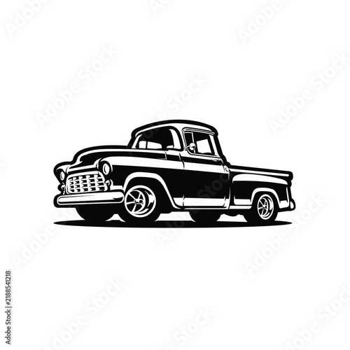 Classic Retro Pickup Truck vector Illustration Isolated