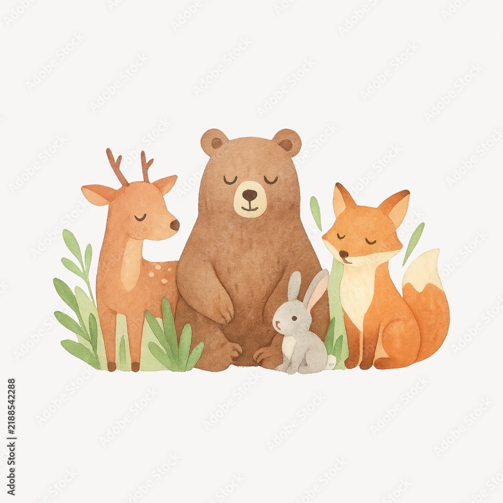 Obraz premium Cute woodland animals illustration