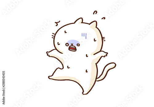 Quadro su tela Cat falling backward in shock with a cold sweat, sudden surprise or horror panic