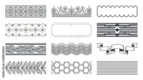 Elegant Decorative Borders and Dividers Collection, Isolated Elements