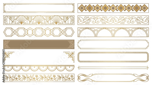 Elegant Decorative Borders and Frames, Gold and Silver Accents, Isolated