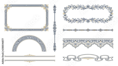 Elegant Decorative Borders and Ornaments Isolated Transparent Background