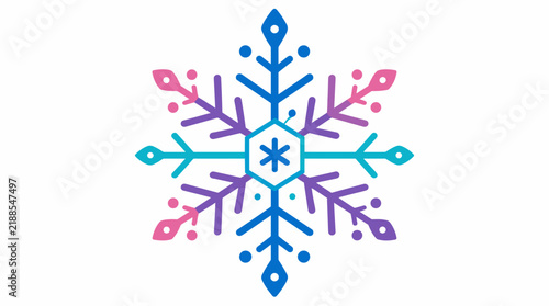 Colorful Snowflake with Pink and Blue Shades for Winter Season