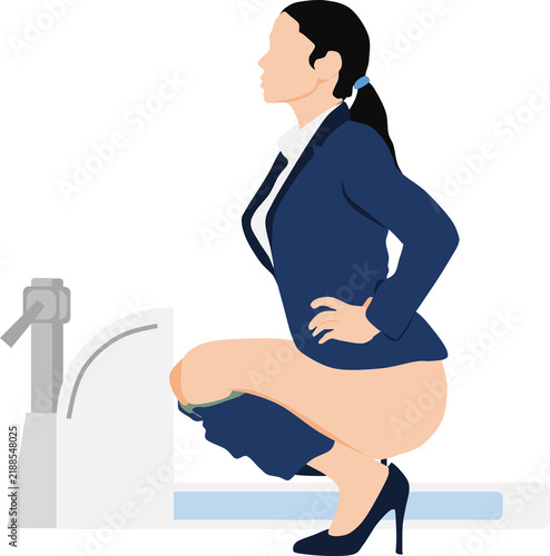 Plakat トイレに行く女性のイラスト 