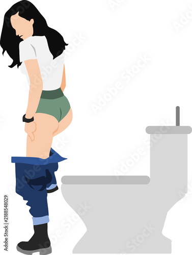 Plakat トイレに行く女性のイラスト 