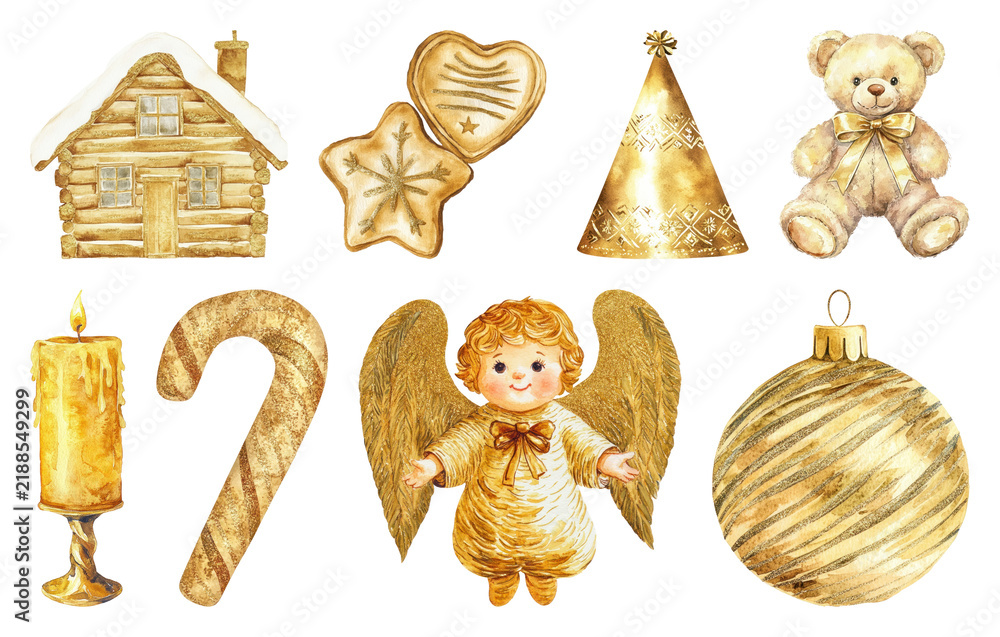 Fototapeta premium PNG Vintage Christmas decorations collection, element set on transparent background