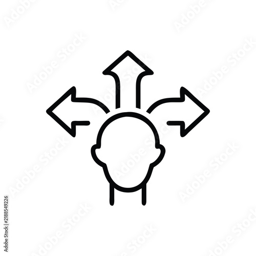Bild auf Leinwand Human head profile icon with a nodding motion arrow in a minimalist line art sty
