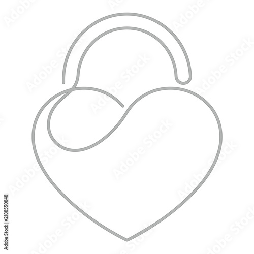 Minimalist Continuous Line Art of Heart Shaped Padlock Vector Illustration for Love and Security