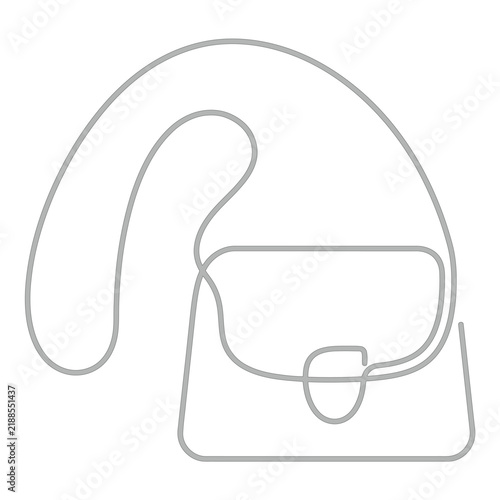 Minimalist continuous line drawing of a women's fashion shoulder bag purse isolated on white background