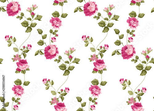 Hand draw rose pattern in vector. Seamless floral pattern design