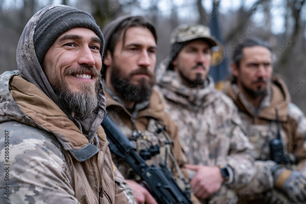 Fototapeta premium Group of Men in Tactical Outdoor Gear