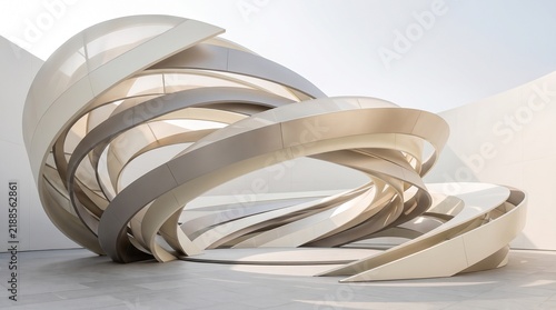 Futuristic architectural structure with organic curves and parametric design modern abstract art