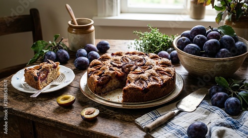 Homemade Desserts with Fresh Berries on a Rustic Wooden Table.