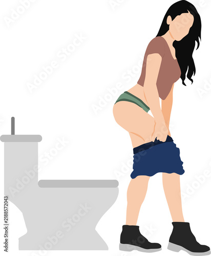 Plakat トイレに行く女性のイラスト