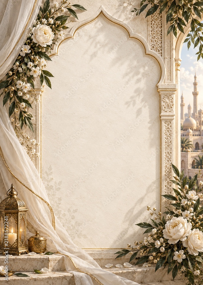 Fototapeta premium Romantic Islamic Wedding Invitation Background