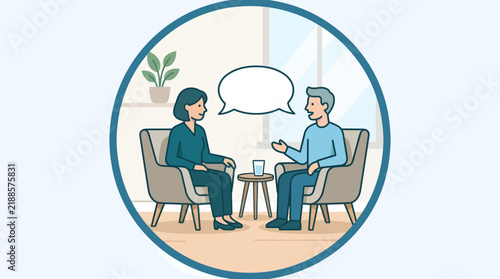 Man and woman talking in a professional consultation