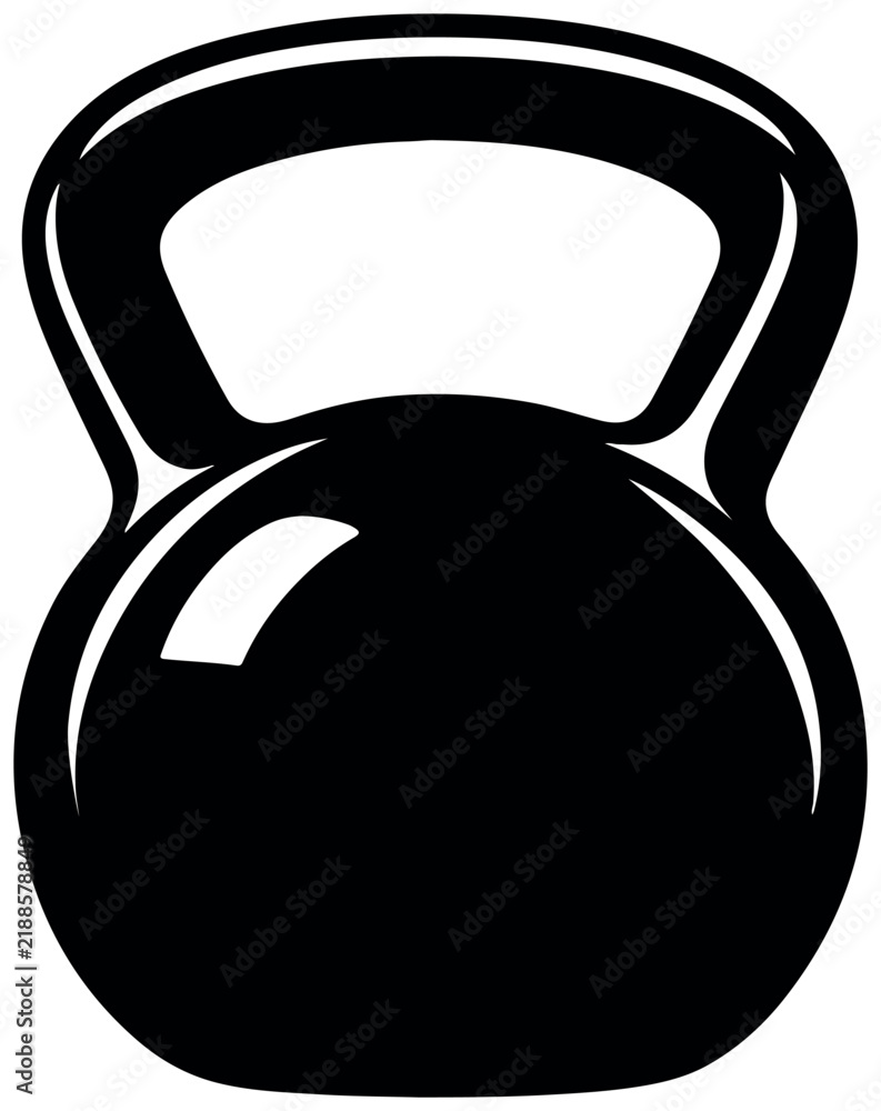 Fototapeta premium Black silhouette of a kettlebell against a white background
